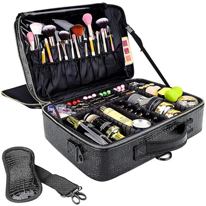 gzcz Large Capacity Travel Makeup Case Organizer, Professional Cosmetic Bags by GZCZ
