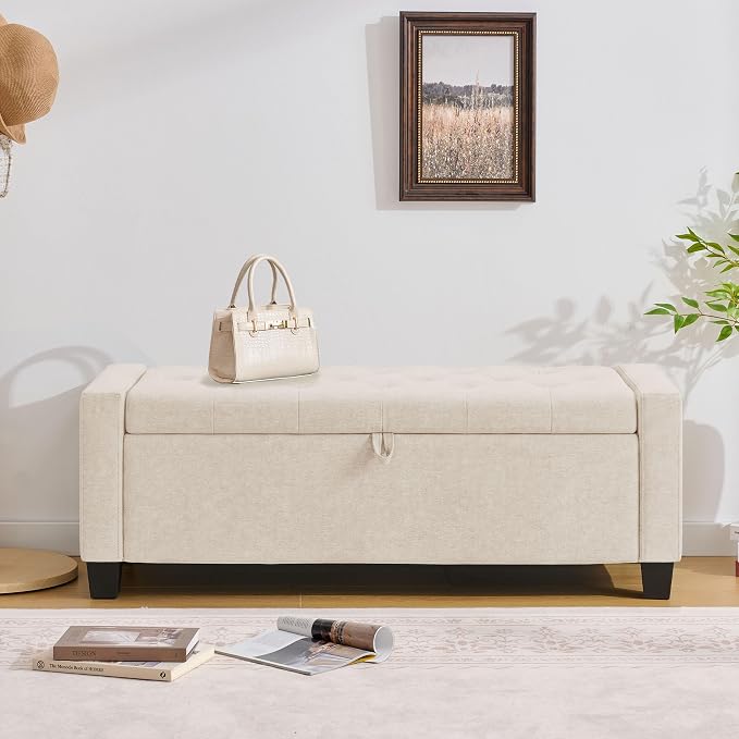 Huatean Home 43" Ottoman with Storage, Storage Ottoman Bench with Safety Hinge - Image 8