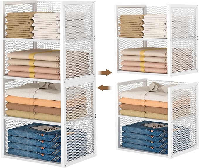 4-Tier Stackable Closet Organizers and Storage Basket, Wire Clothes Shelf - Image 9