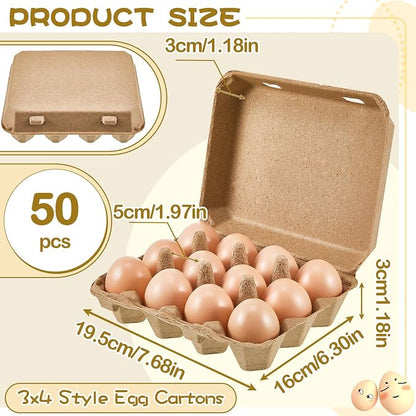 Rtteri 50 Pieces Paper Pulp Egg Cartons 3x4 Style Vintage Blank Egg Cartons - Image 2