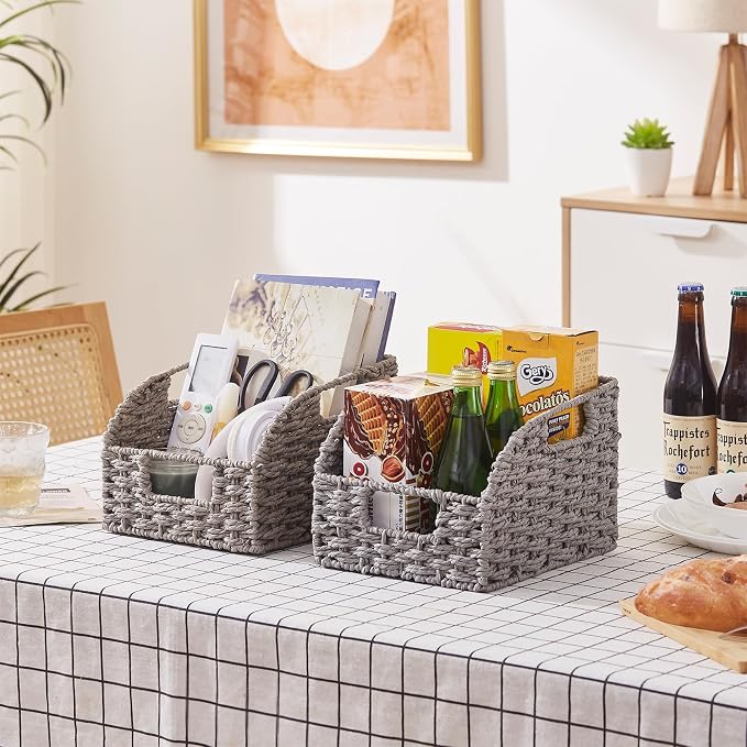 OIAHOMY Pantry Baskets for Organizing, Paper Rope Baskets - Image 8