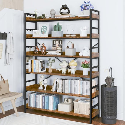 HCHQHS 6 Tier Bookshelf, Adjustable Industrial Bookcase, Vertical Tall Book - Image 7