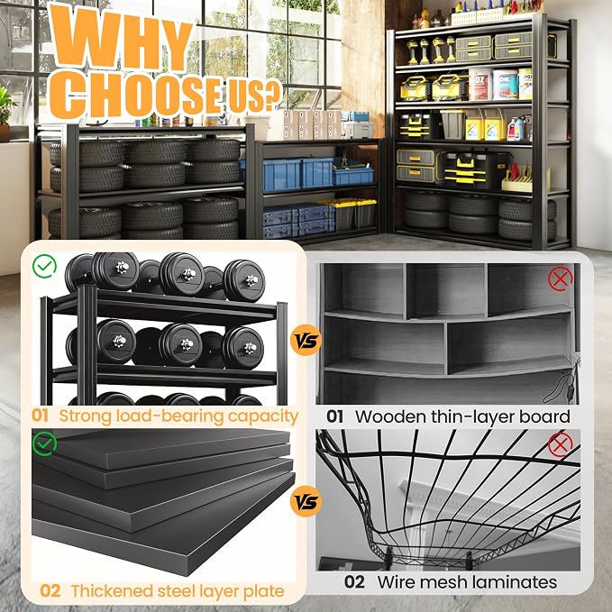 63" H Garage Shelving, Heavy Duty Storage Shelves, Garage Storage Shelves - Image 3