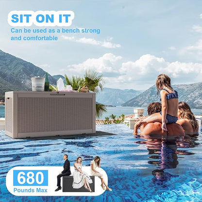 100 Gallon Waterproof Large Resin Deck Box, Lockable Storage Container - Image 7