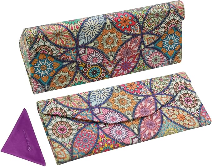 Foldable Glasses Case, Magnetic PU Leahter Sunglasses Case, Cute Hard Shell by FLYINGMAGE