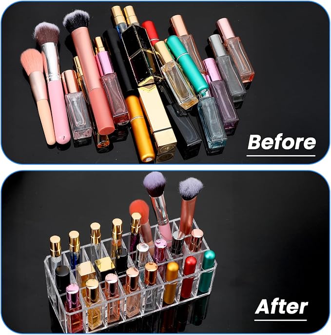 4 Pcs Perfume Organizer, 24 Slots Clear Acrylic Lipstick Organizer, Perfume - Image 3