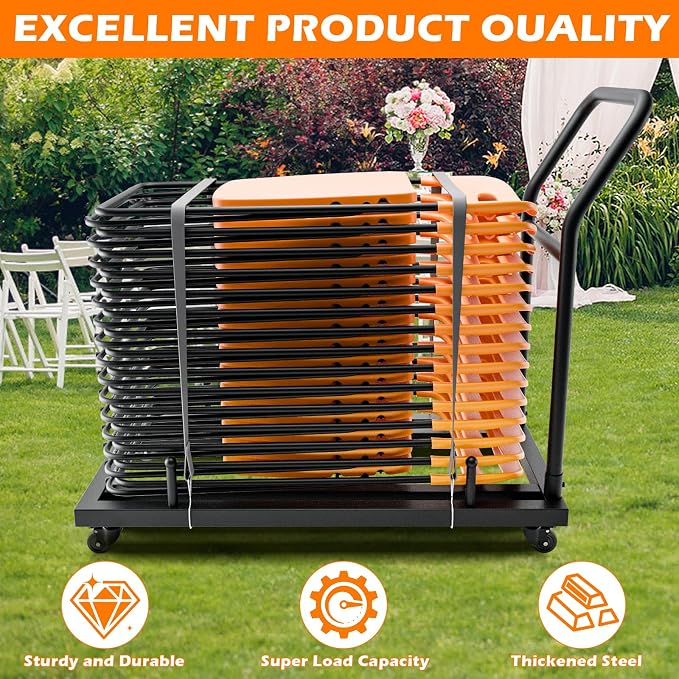 Heavy-Duty Folding Chair Rack Storage Cart - Image 2