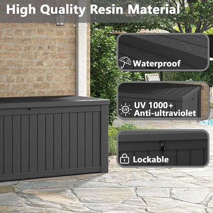 Outdoor Storage Box, 180 Gallon Deck Box, Waterproof and UV Resistant Large - Image 4