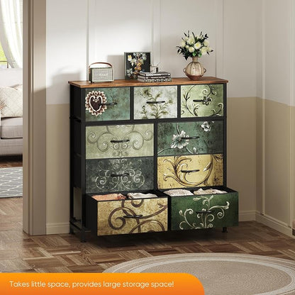 DUMOS 9 Drawer Dresser for Bedroom, Storage Organizer Chest of Drawers | Fabric - Image 2