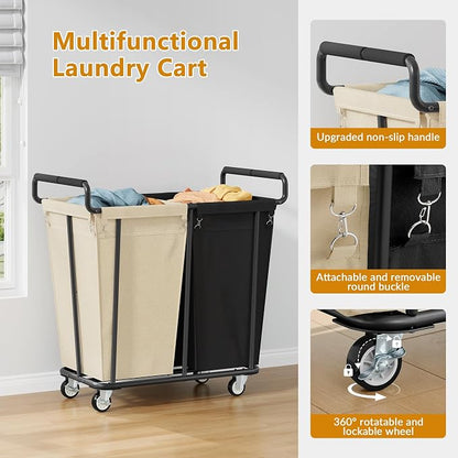 Large laundry hamper with Wheels, 2 Bag 360L Big Rolling Laundry Basket Sorter - Image 6