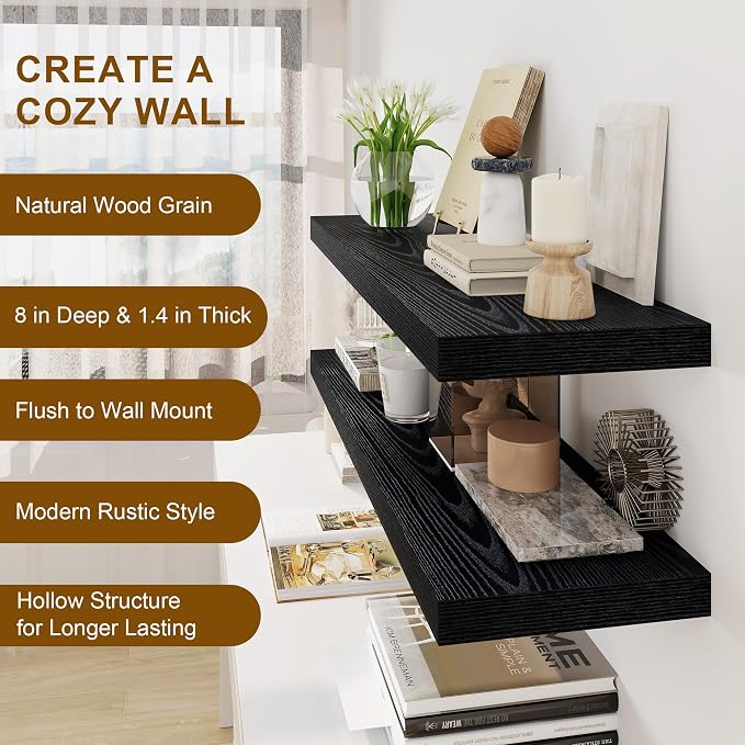 30 Inch Floating Shelves, Rustic Floating Wall Shelves 8 Inch Deep, 30 x 8 - Image 5
