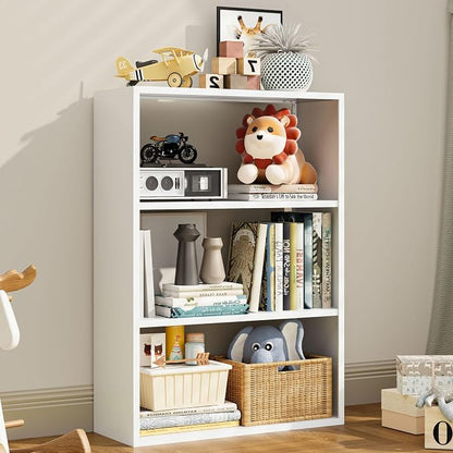 3 Tier White Metal Bookshelf, Small Open Bookcase by CBNTKI