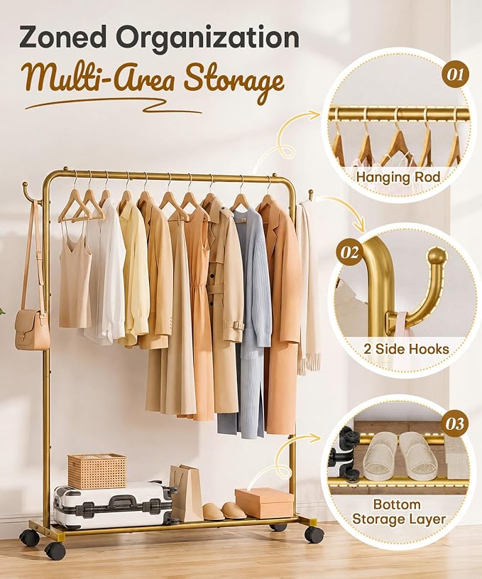 Homde Rolling Clothes Rack - Image 6