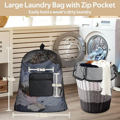 OTraki Mesh Laundry Bags 36 x 28 Inch Extra Large Travel Laundry Bag Backpack - Image 6