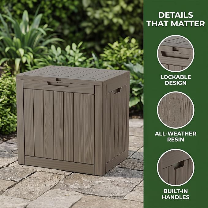 35 Gallon Deck Box Outdoor Waterproof, Resin Storage Box Outdoor Lockable - Image 3