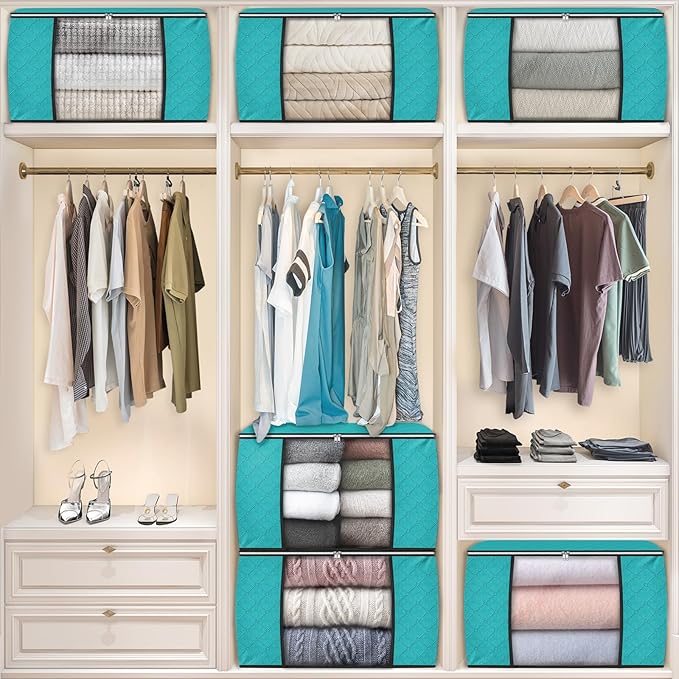 Fab totes 24 Gallons Clothes Storage, Foldable Thick Fabric Blanket Storage Bags - Image 7