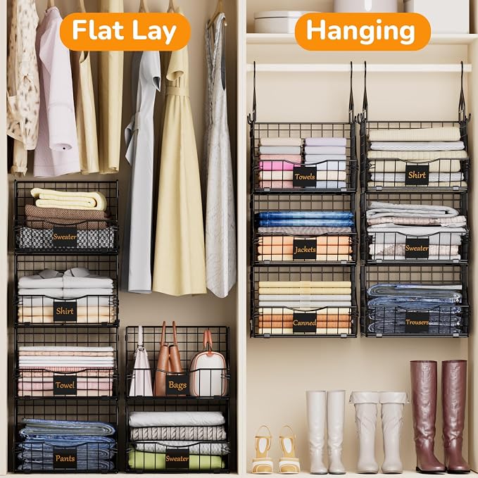 Hanging Closet Organizers and Storage, 6 Tier Closet Shelf Clothes Organizer - Image 4