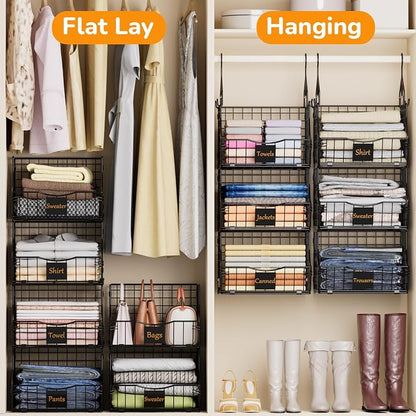 Hanging Closet Organizers and Storage, 6 Tier Closet Shelf Clothes Organizer - Image 4