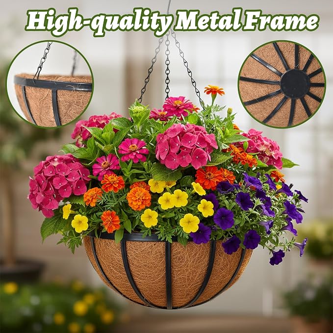 12 Inch 2 Pack Metal Hanging Planter Basket - Image 4
