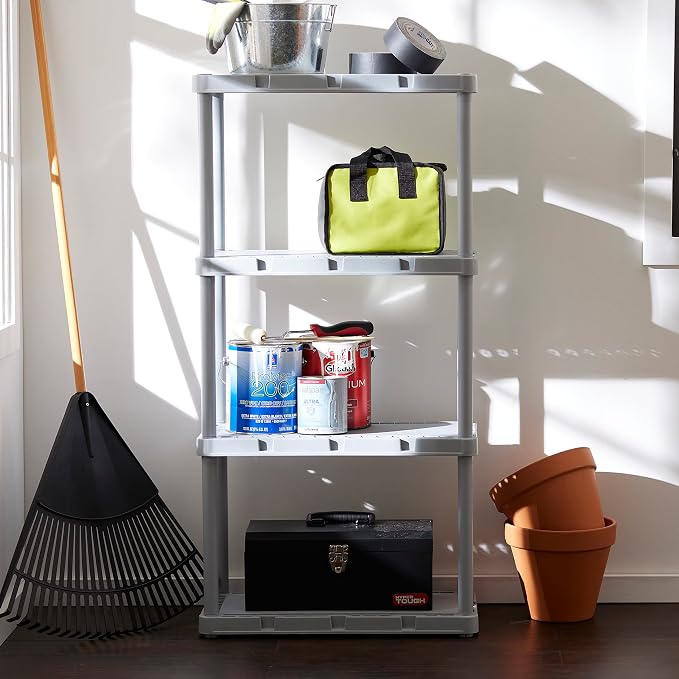 Gracious Living 4 Pack Light Duty Storage Shelves, Knect-A-Shelf 4-Shelf Solid - Image 2