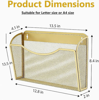 Gawerk Mesh Hanging Wall File Holders, Metal Vertical Wall Basket Mail Organizer - Image 2