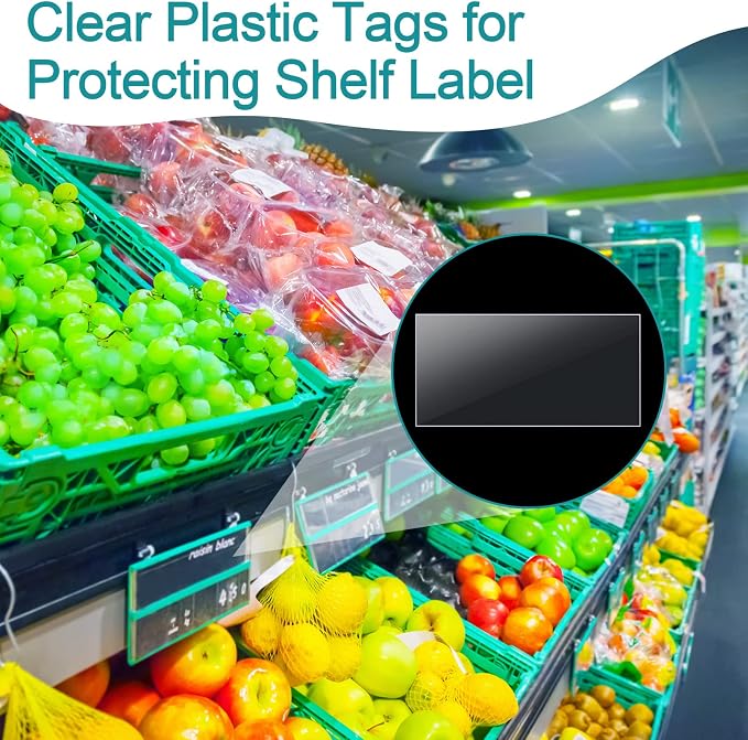 Leinuosen 2000 Pcs Clear Plastic Tags Bulk Shelf Price Tag Label Holders - Image 5