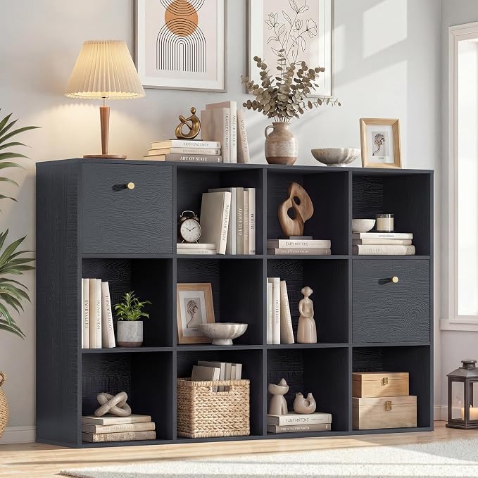 Cube Storage Organizer with 12 Open Shelf, Freestanding Book Case, Cubicle by Odeekea