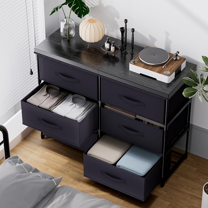 GcdPai Dresser with 6 Fabric Drawer Leather Desktop Sturdy Metal Plastic - Image 4
