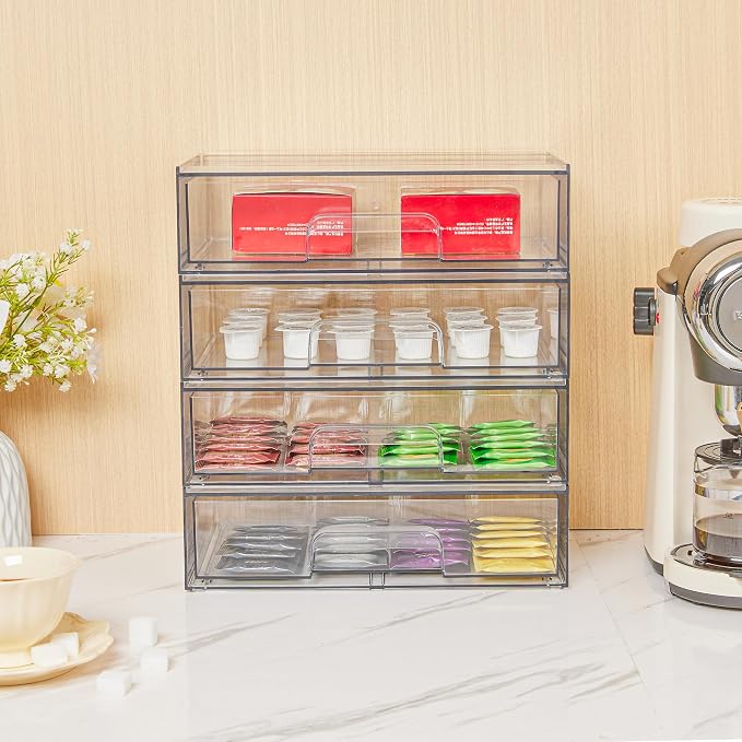 Vtopmart 12.1''W Clear Stackable Storage Drawers, 8 Pack Acrylic Plastic - Image 7