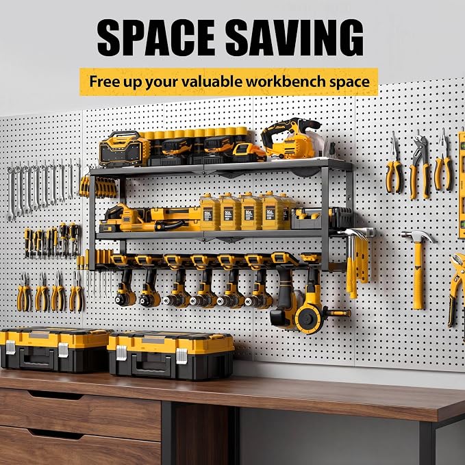 Heavy Duty Power Tool Organizer Wall Mount, Metal Tool Storage Rack Loads 320lbs - Image 6