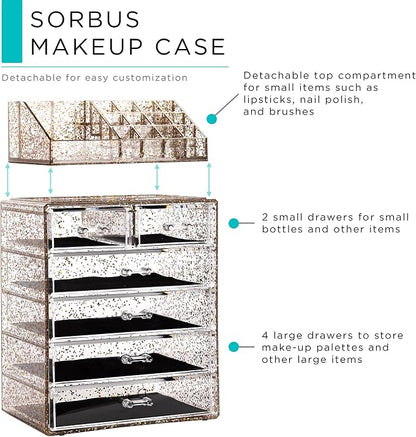 Sorbus Clear Cosmetic Makeup Organizer - Image 2