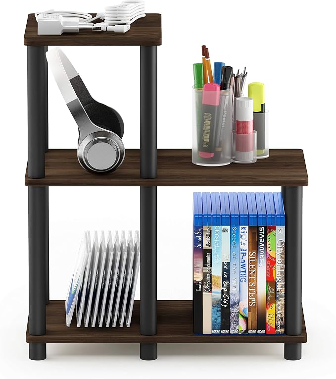 Furinno Turn-N-Tube Accent Decorative Shelf, Columbia Walnut/Black - Image 4
