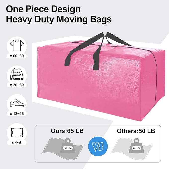 12 Pack Heavy Duty Large Moving Bags W/Backpack Straps - Image 5