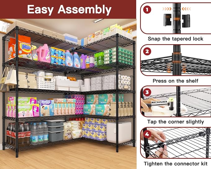 PrimeZone 5 Tier 72" W x 16''D x 76''H Metal Storage Wire Shelves - Image 8