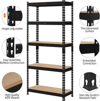 Topeakmart 3 PCS 5-Tier Utility Shelves, Metal Storage Shelves Garage Shelving - Image 5