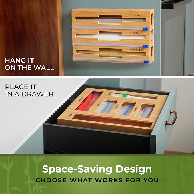 Kitchen Drawer Organizer, 9 in 1 Sandwich Storage Bag Organizer & Foil Wrap - Image 6