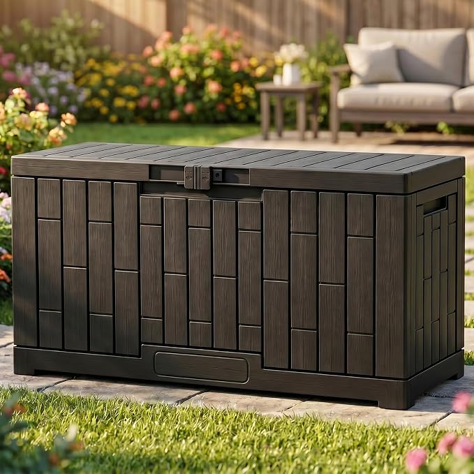 YITAHOME 60 Gallon Resin Deck Box, Weather Resistant Outdoor Rattan Storage Box by YITAHOME