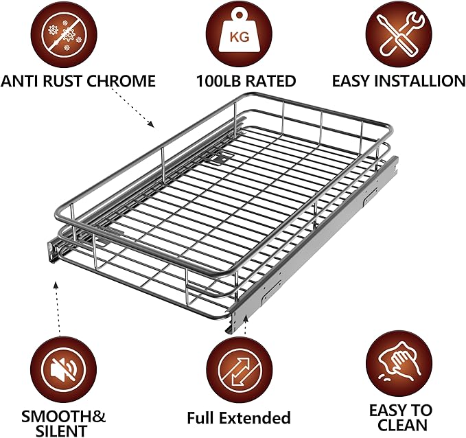 Cabinet Pull Out Shelves, Heavy-Duty Premium Collection Slide Out Shelves - Image 6