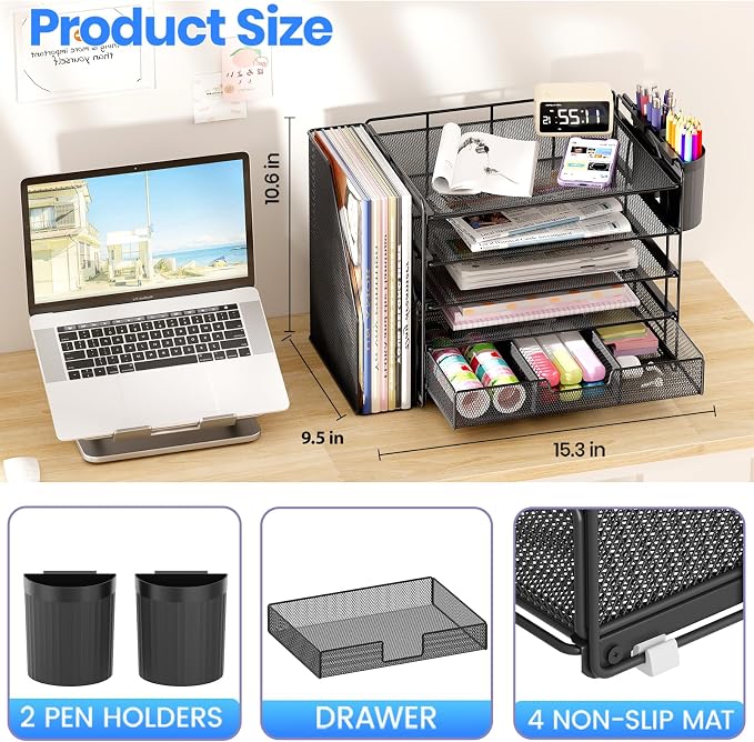 OPNICE Desk Organizer, 5-Tier Desktop File Organizer - Image 2