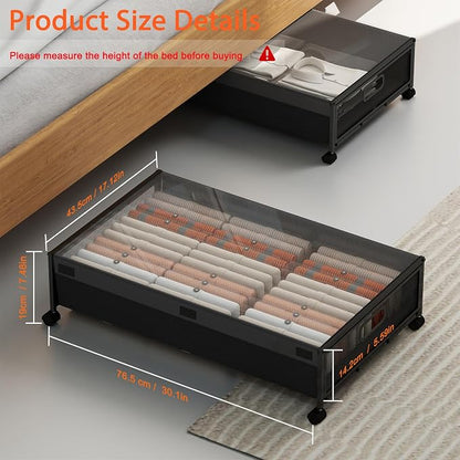 Under Bed Storage with Wheels, Rolling Underbed Storage Organizer, Heavy Duty - Image 2