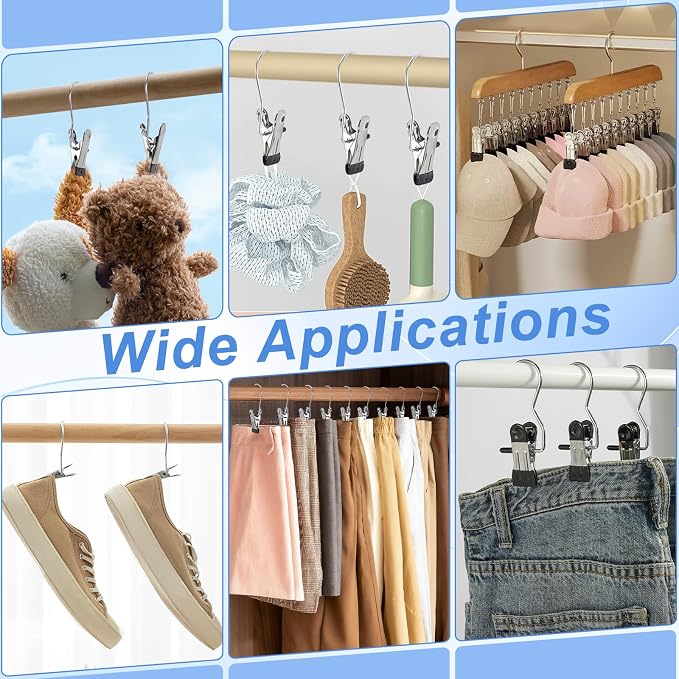 200PCS Boot Hangers Clips for Closet Stainless Steel Clothes Hooks Clip Laundry - Image 4
