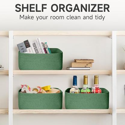 3-Pack Shelf Baskets for Organizing, Closet Organizer Bins, Small Woven Baskets - Image 9