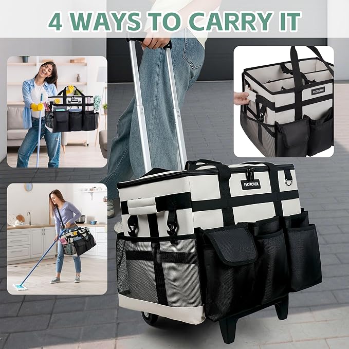 Large Rolling Cleaning Caddy Bag - Image 3