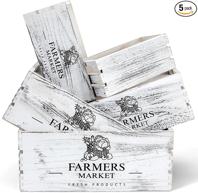 Barydat Set of 5 Wood Crates for Display Decorative Nesting Wooden Crate Storage by home