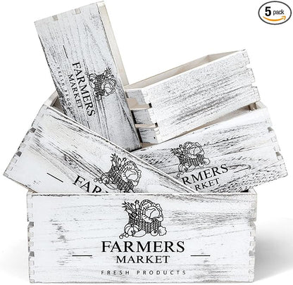 Barydat Set of 5 Wood Crates for Display Decorative Nesting Wooden Crate Storage by home