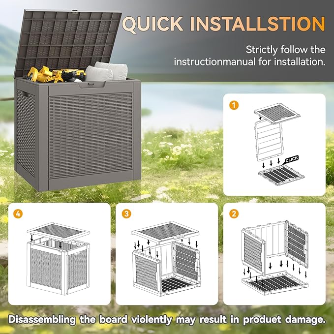 30 Gallon Outdoor Storage Deck Box Waterproof, Garden Tool, Backyard Cushion - Image 6