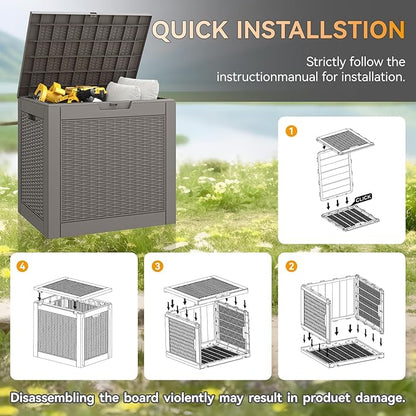 30 Gallon Outdoor Storage Deck Box Waterproof, Garden Tool, Backyard Cushion - Image 6