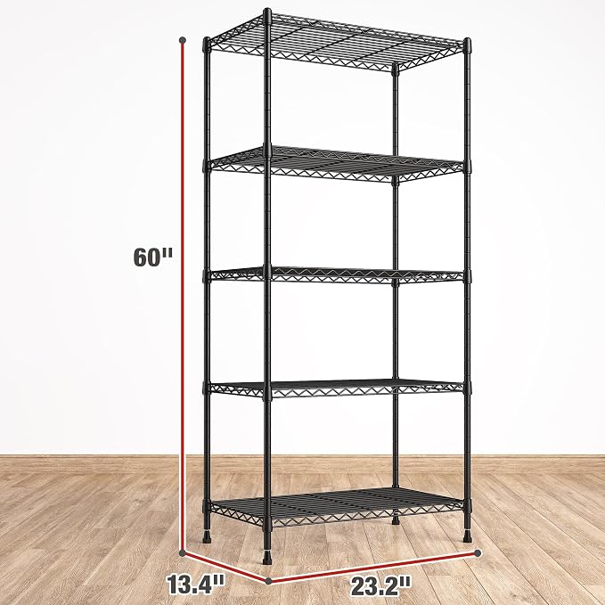REIBII 1000LBS Wire Shelving Unit, 5 Tier Adjustable Metal Storage Shelves - Image 3