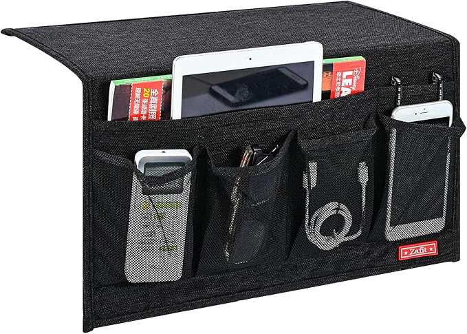 Zafit Linen 6 Pockets Bedside Caddy, Bedside Storage Organizer by ZAFIT