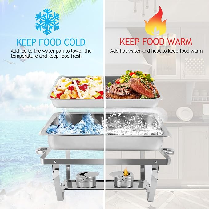 Chafing Dishes for Buffet 4 Pack 9 Quart Stainless Steel Chafer Buffet Servers - Image 5